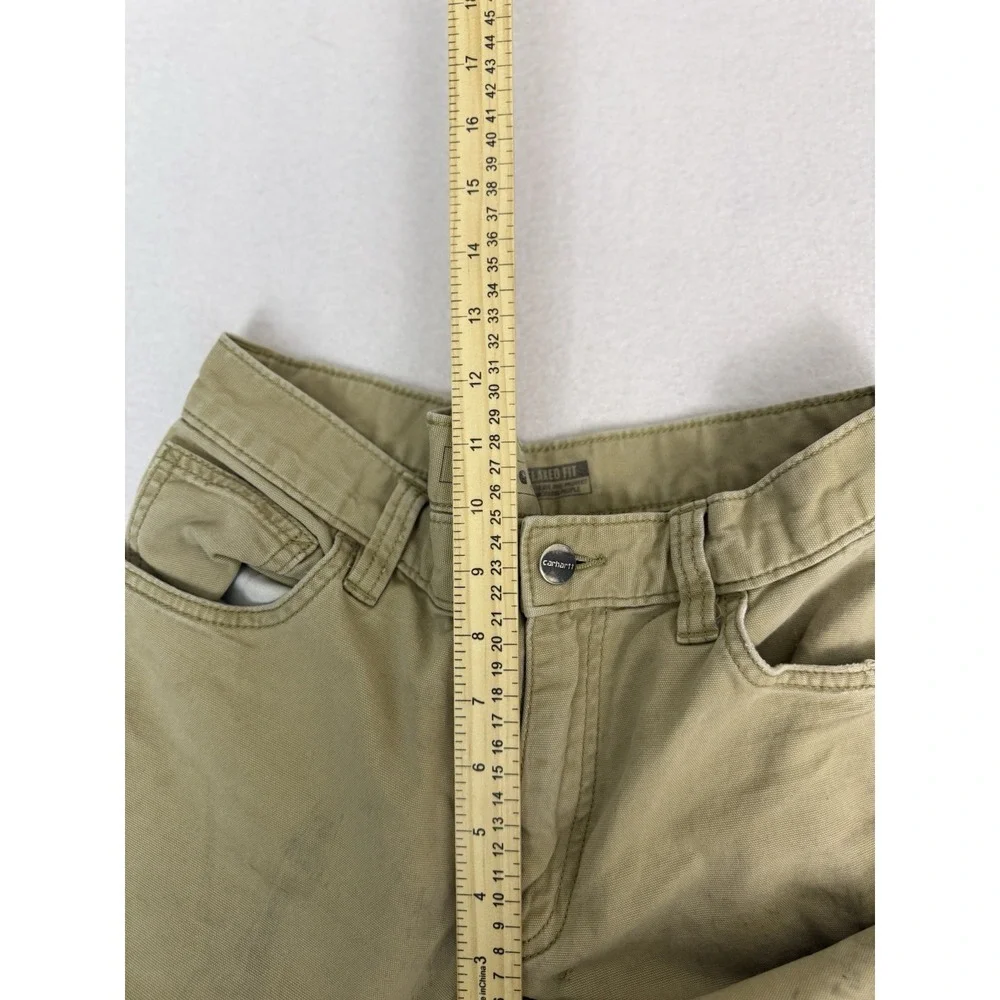 Carhartt Relaxed Fit Mens Pants 30x32 Khaki Tan Canvas‎ Workwear DISTRESSED